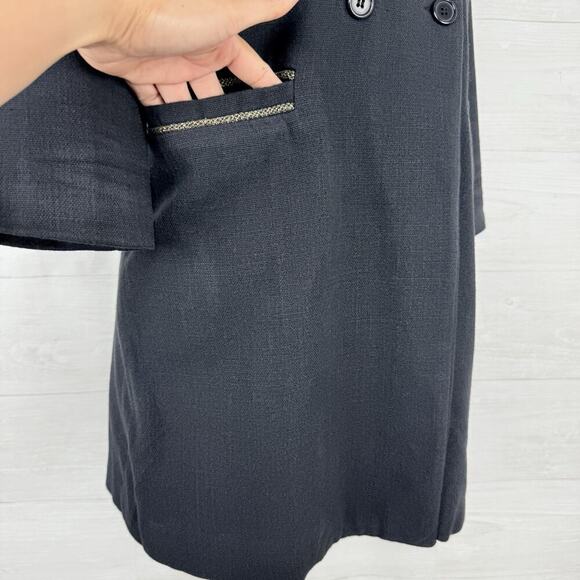 MAJE Double Breasted Coat Jacket Size 38 US M Military Black Preppy Academia - Picture 5 of 15